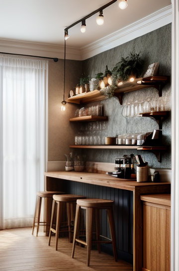 Espacio de bar acogedor en vivienda, transformado mediante Home Staging y reforma sin obras en la Costa del Sol