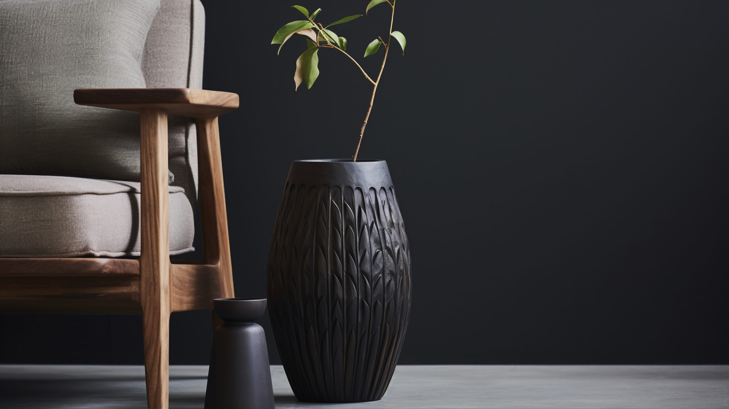 Jarrón de madera decorativo para reformas sin obras en un espacio contemporáneo